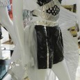 Hannah Richardson for Not Your Average Joe's. Garments created from recycled garbage bags, metal tape, take-out containers and plastic containers.