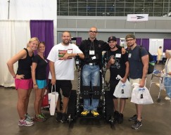 PTA students posing with Patrick Cogan from Project Wheels, an organization that provides support for Friedreich’s Ataxia (F.A.) patients and their families.  From L to R:   Kaitlin K., Hollie N., Branden E., Patrick Cogan (projectwheels.org), Ryan W. and